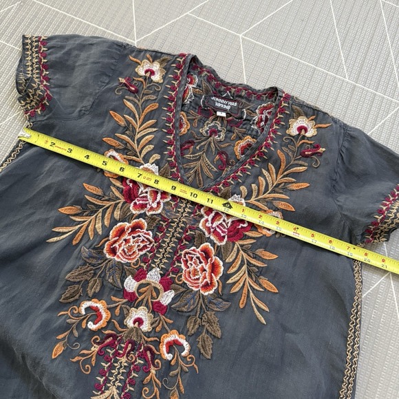 Johnny Was Tunic Dress Size Small Gray With Floral Embroidery - Picture 6 of 7